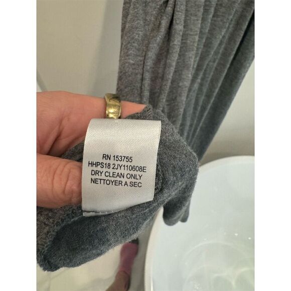 Halston Heritage Women's Gray Draped Beaded Top Size L V-Neck Criss-Cross Back - Picture 4 of 5